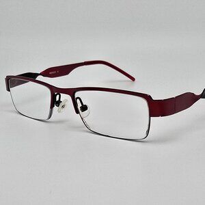 Menizzi M2001 Col. 03 Matte Burgundy Matte Black Semi Rimless Eyeglasses Frame